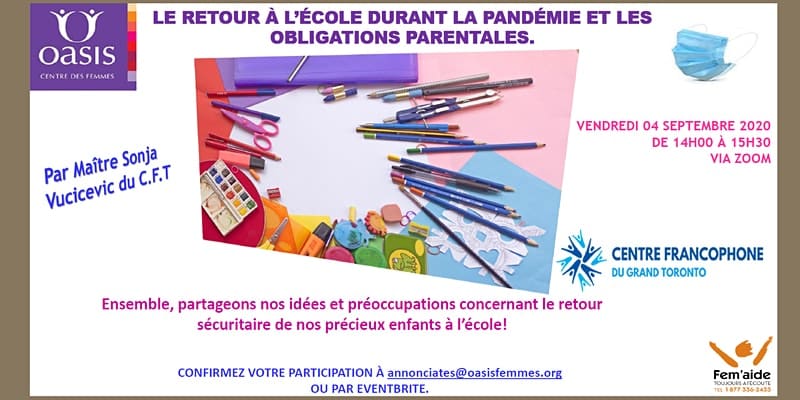 Affiche pour Le retour à l'école durant la pandémie et les obligations parentales