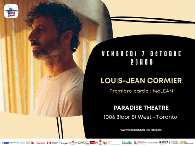 Louis-Jean Cormier En concert à Toronto le vendredi 7 octobre, 20h00